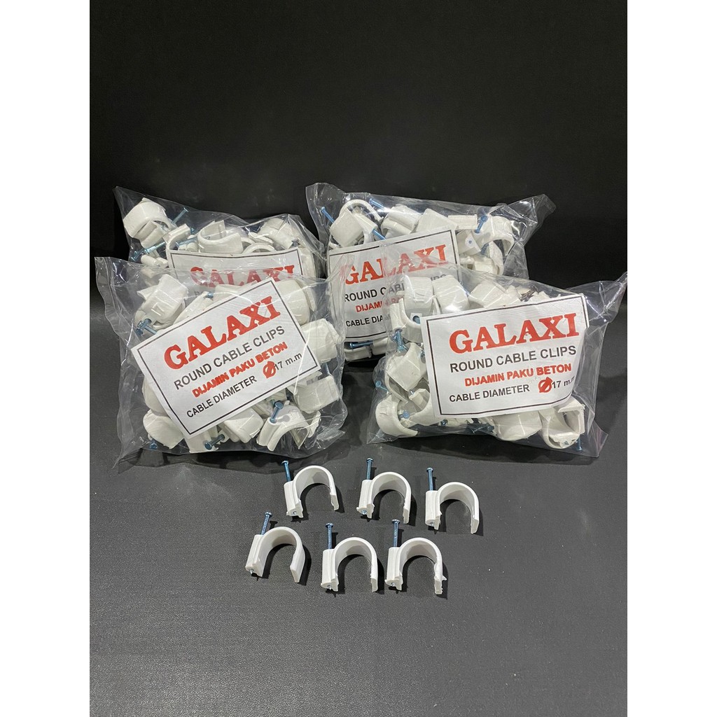 Klem Kabel Listrik  17mm / Klip Pengikat Kabel Paku