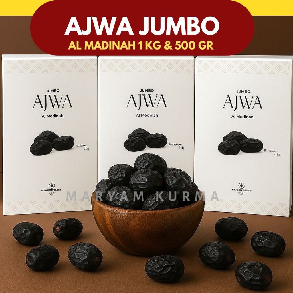 KURMA AJWA AL MADINAH JUMBO 1 KG / KURMA NABI / AJWA AL MADINAH PREMIUM RODUKSI TERBARU