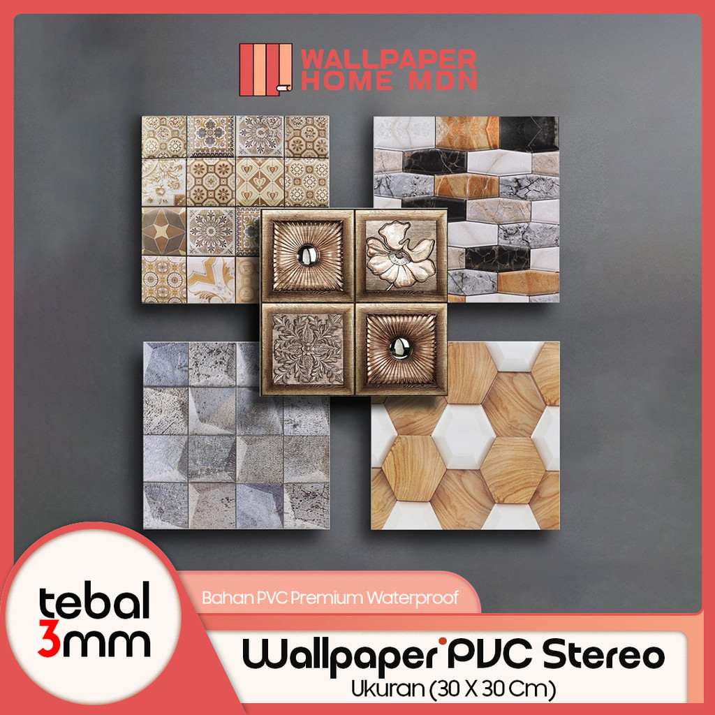 Wallpaper Dinding 3D PVC Anti Air Anti Lembab Stiker Hiasan Rumah Kamar Tidur Dapur Ruang Tamu