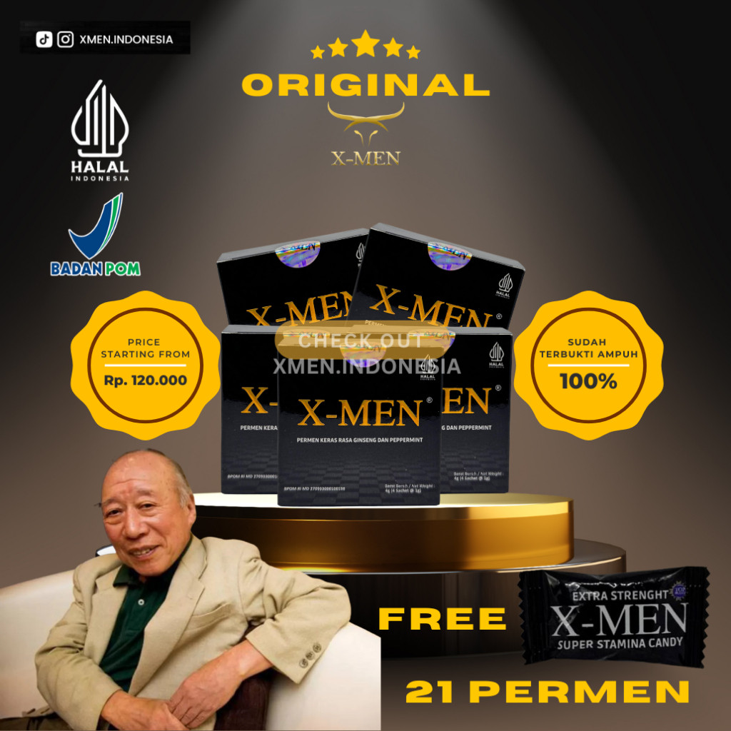 PERMEN X-MEN HERBAL GINGSENG ORIGINAL 100% RASA MINT