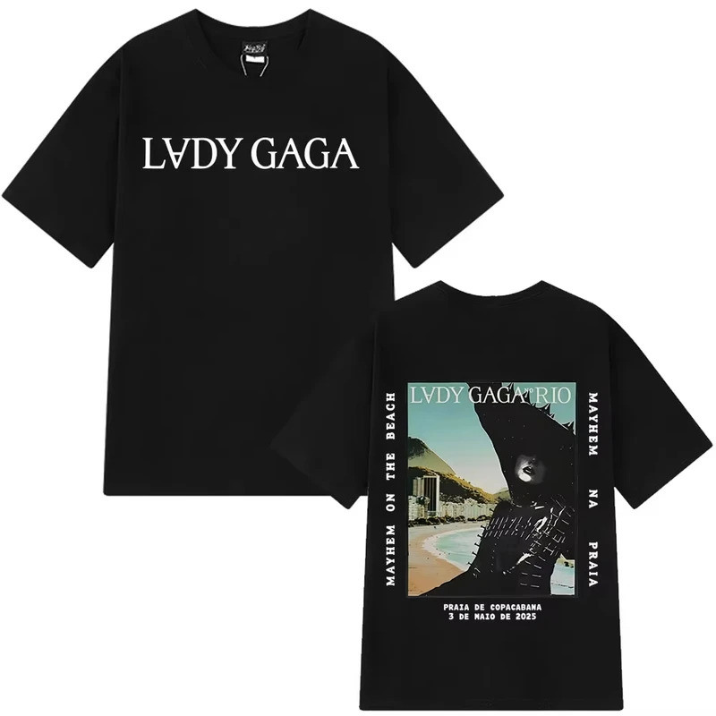 Baru Kaos Lady Gaga Mayhem Tour 2025 Fashion Hip Hop Kaos Grafis Lengan Pendek Leher Bulat Santai Ka