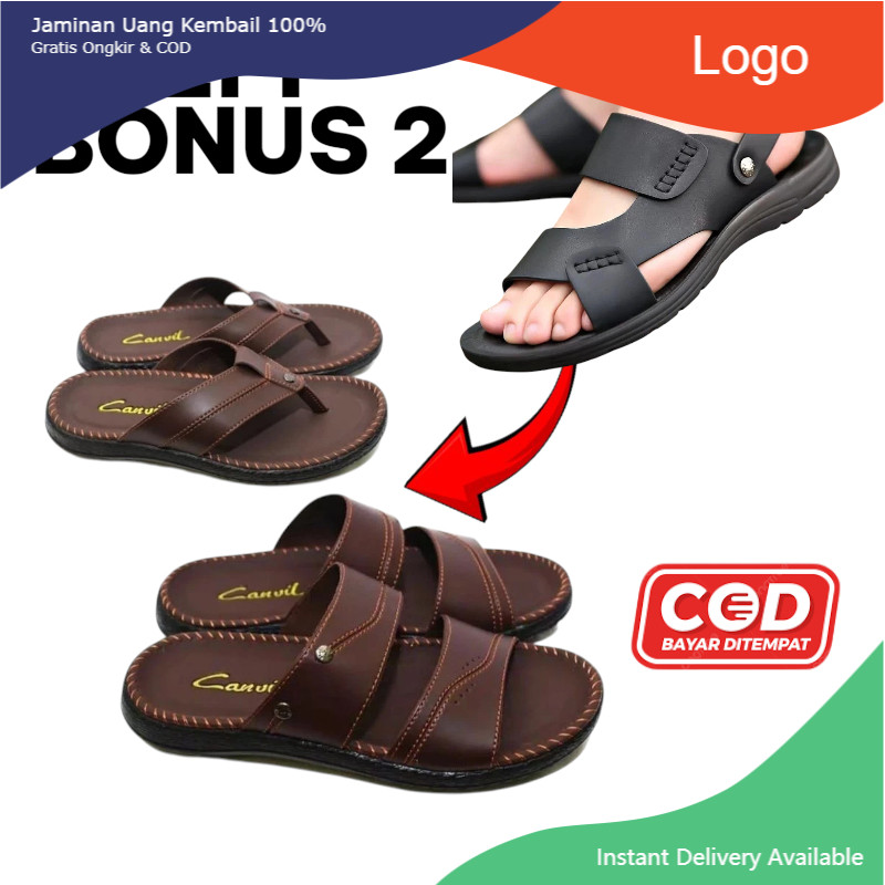 SANDAL PRIA CASUAL BELI 1 GRATIS 2 Sandal / Selop Pria / Sandal Pria Keren / Sandal Kulit / Sandal J