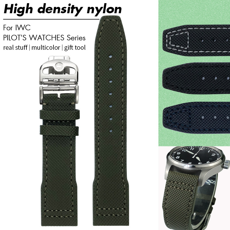 New Nylon Leather Wat Strap 20mm 21mm for IWC Pilot PORTOFINO Spitfire Top Gun Cowhide Watband Wirst