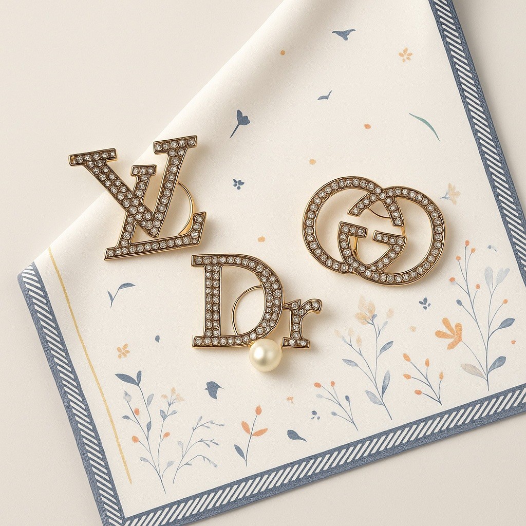 3 PCS Bros Ring Hijab Mewah Inisial Berlian Imitasi | Aksesoris Elegan Perempuan Cincin Hijab