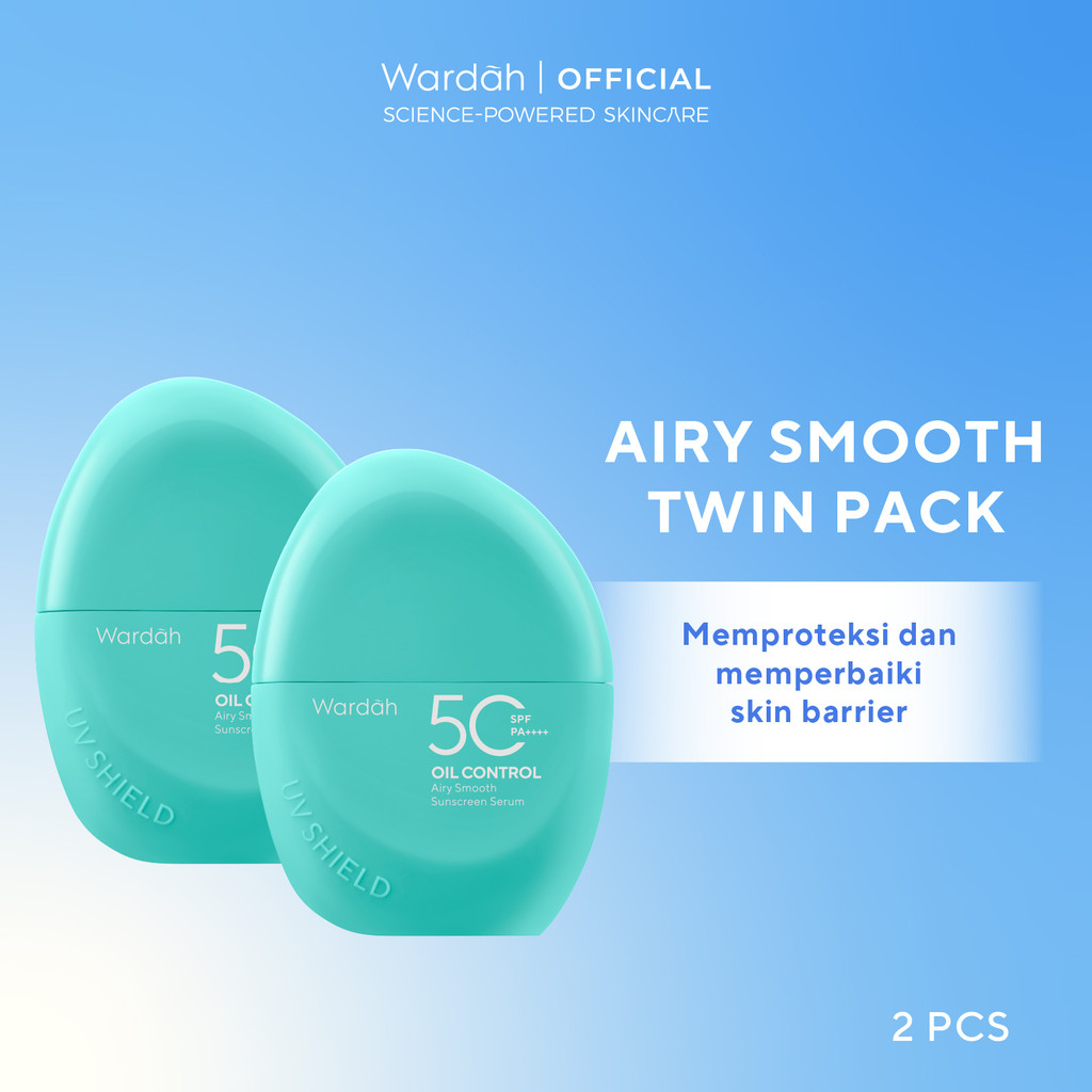 Wardah Sunscreen UV Shield Twinpack Airy Smooth Sunscreen Serum SPF 50 40 ml - Sunscreen No. 1 Sunsc