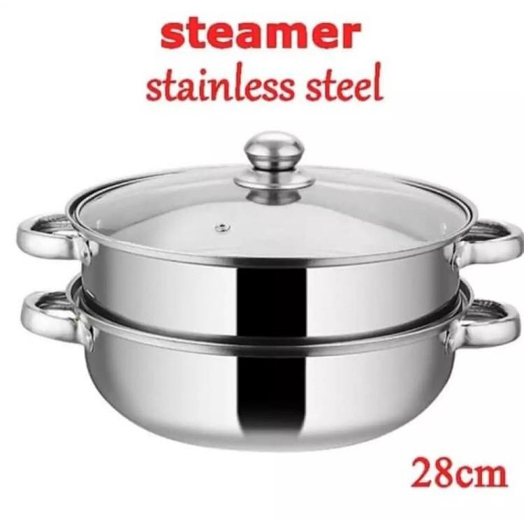 Dandang Steamer Panci Kukus Stainless 28Cm / Steamer Pot Happy Call / Panci Siomay