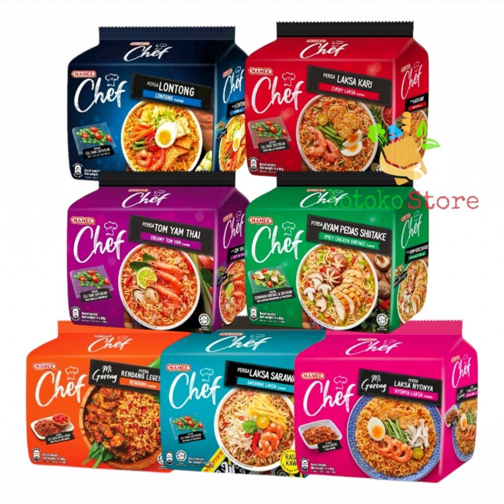 Mamee Chef Tom Yam Thai Lontong Laksa Kari Ayam Pedas Shitake / Mie Instant Mamee Chef 1 Pack