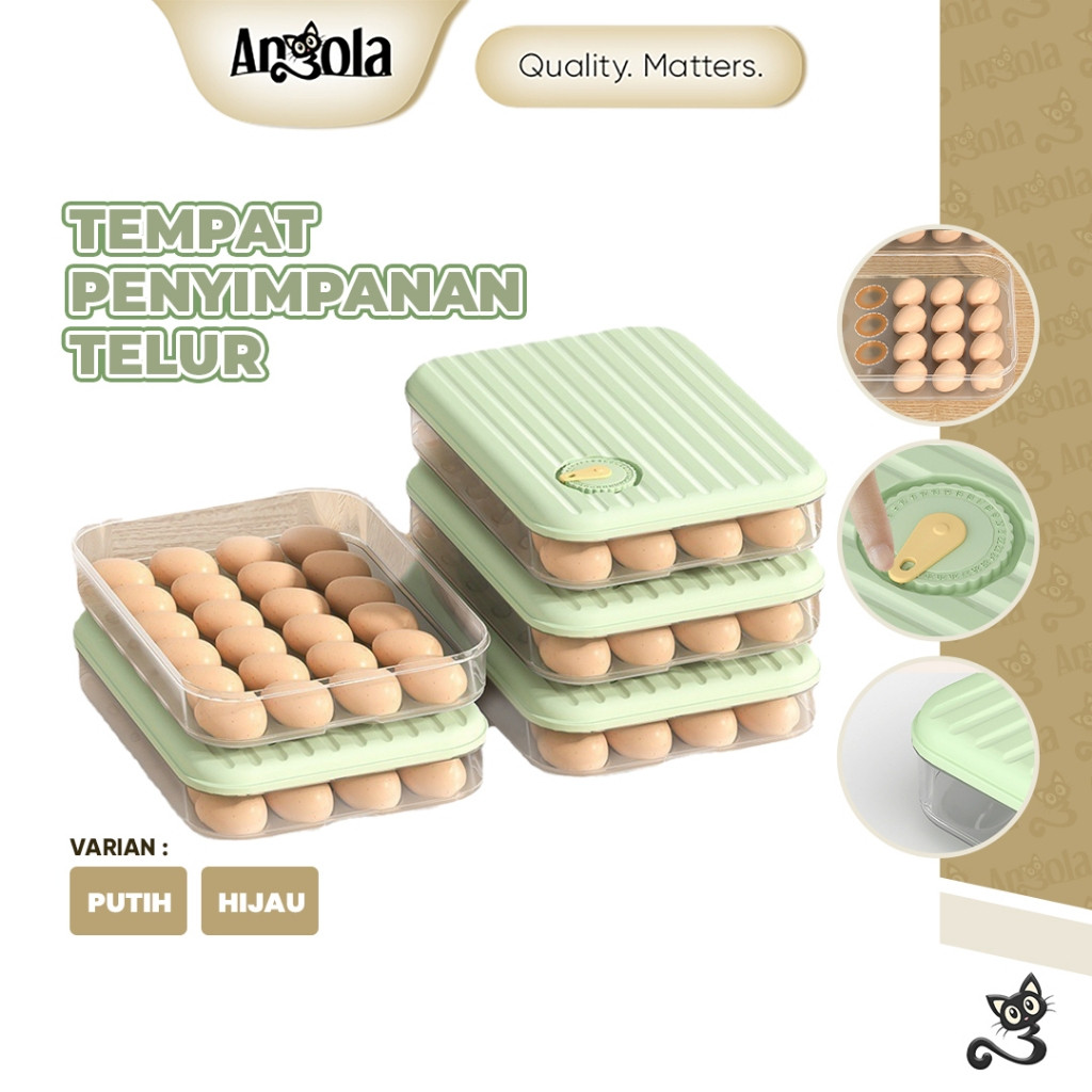 ANGOLA Tempat Penyimpanan Telur C44 Egg Storage Box Organizer / Kotak Penyimpanan Telur Praktis