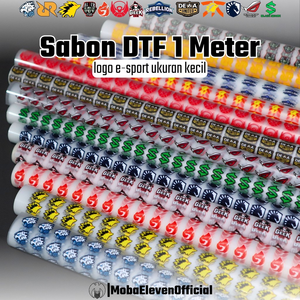 SABLON DTF 1 METER - Berkualitas, Logo Esport Brand Sepasang, Setrika Kaos, Sarung Jempol - Kecil