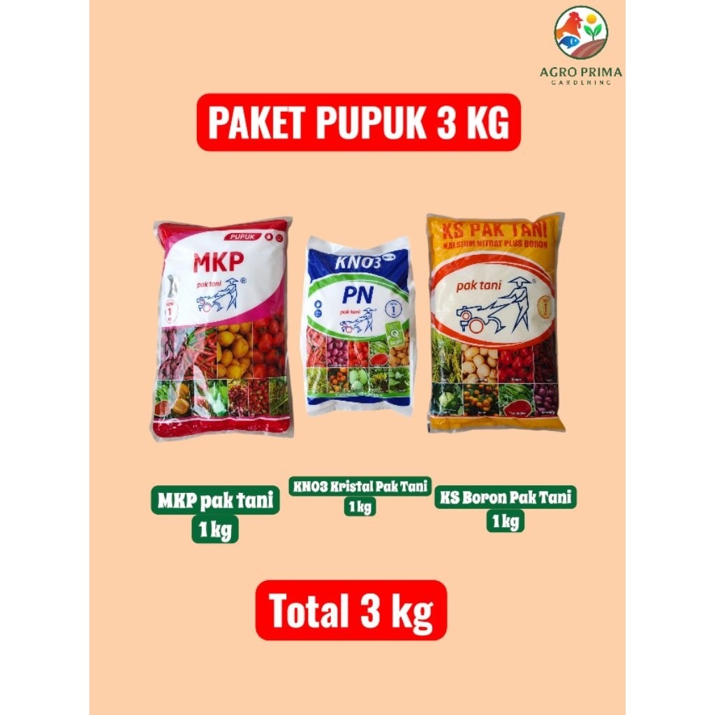 wearbee2 PAKET PUPUK PERANGSANG BUAH 3 KG MKP PAK TANI KNO3 PUTIH BORON