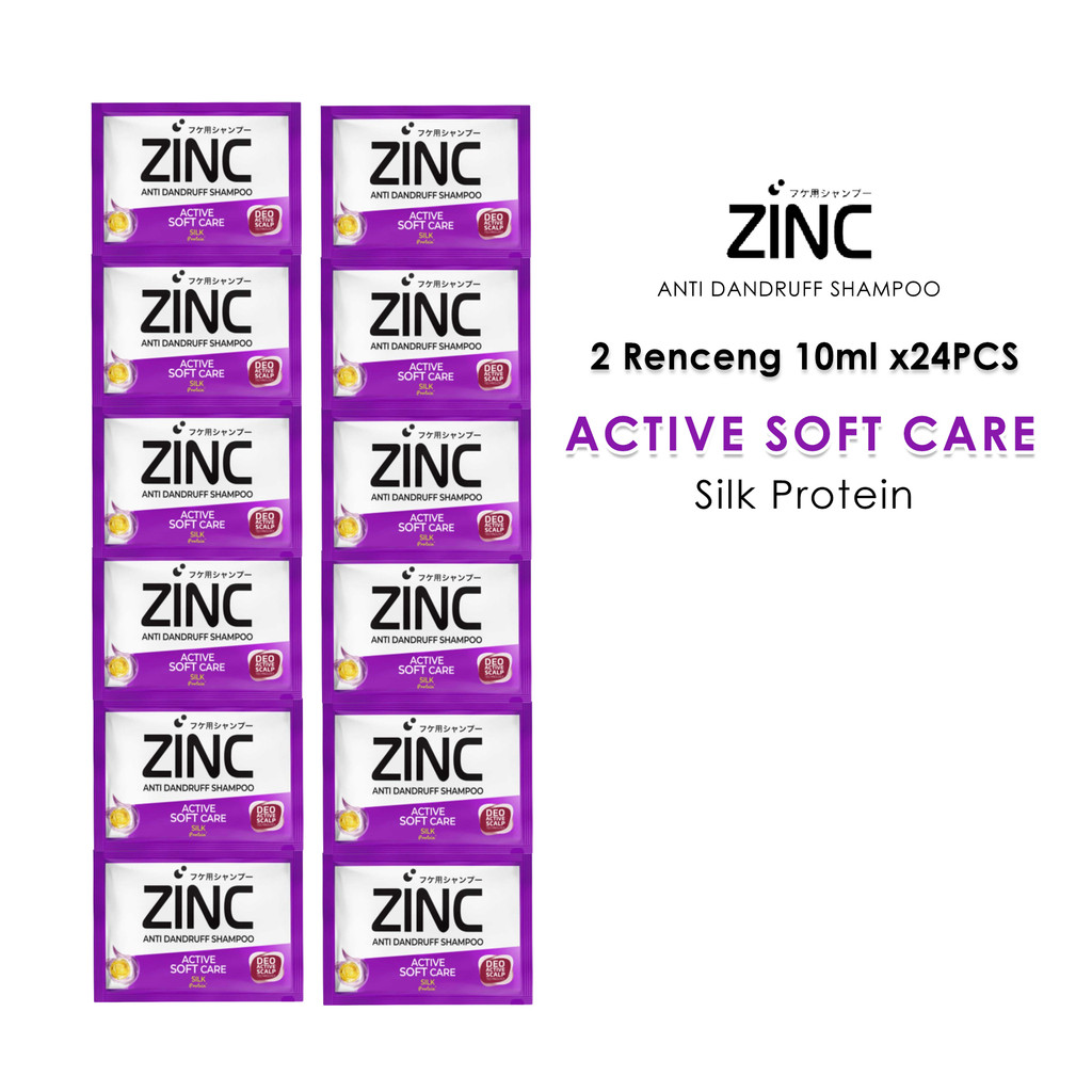 Sampo Zinc Sachet 10ml Varian Soft Care Ungu | Anti Dandruff | 2 Renceng Murah Isi 24