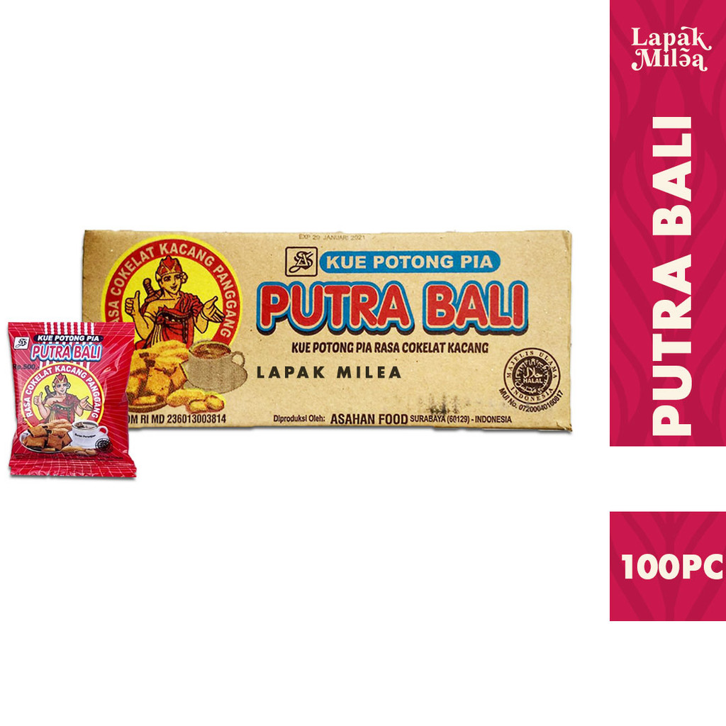 [1 DUS] Kue Potong Pia Putra Bali Coklat dan Kacang Hijau isi 100 pcs