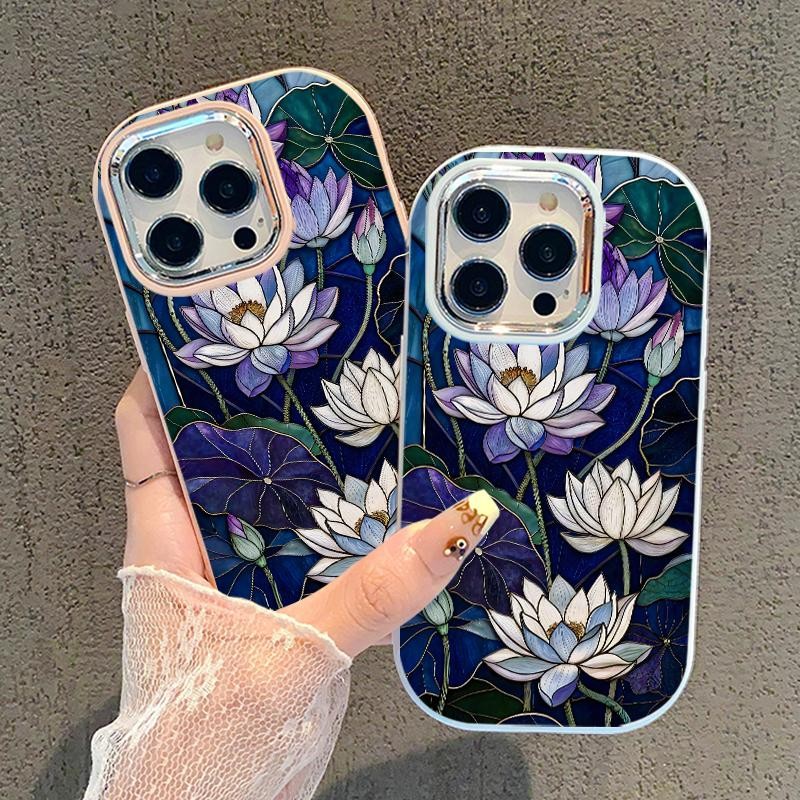 Casing For Samsung A32 5G A34 M32 Case Silikon Oval Metal Lens Lotus Flower Miguncase