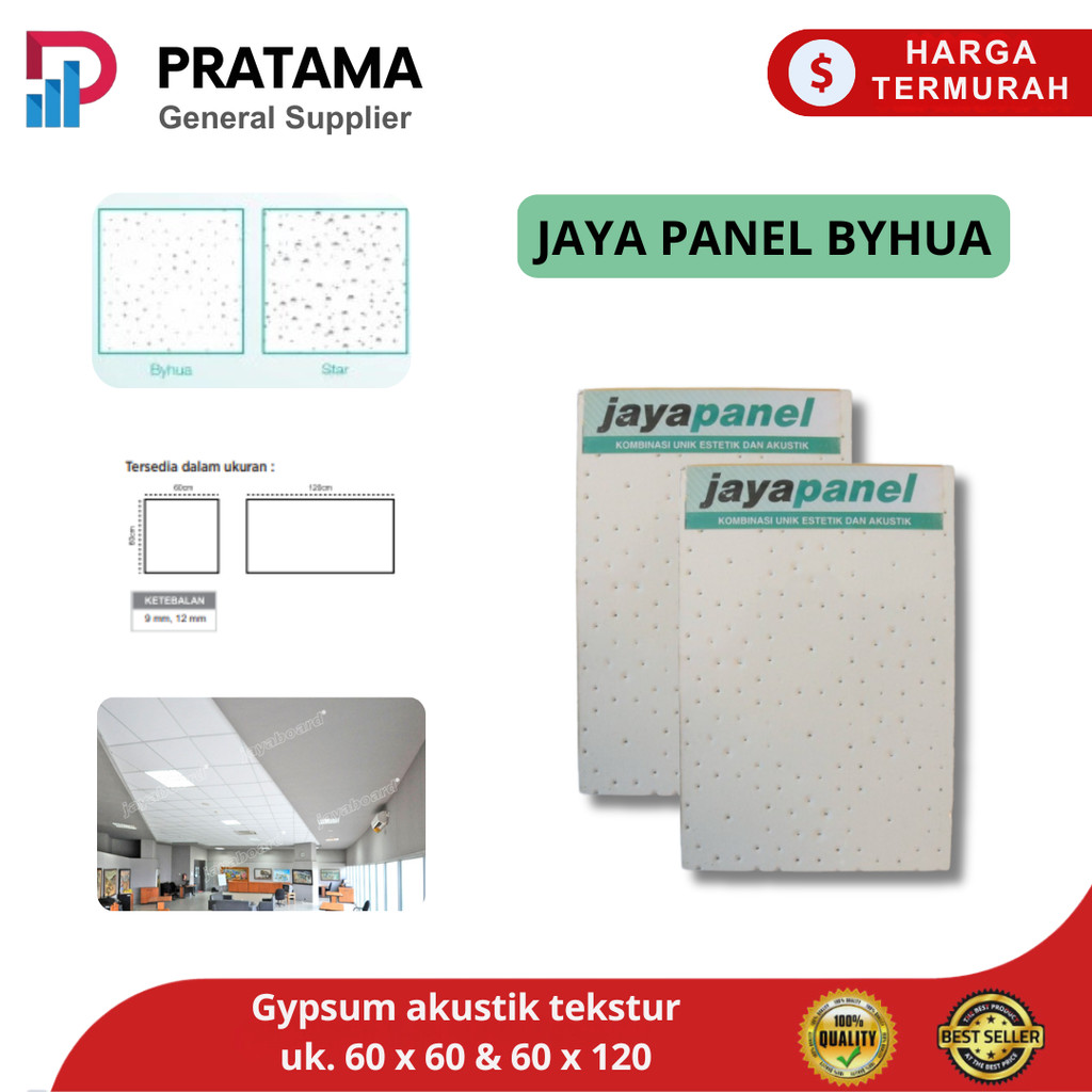 [DUS] JAYABOARD Byhua 60x120 Ceiling Panel/ Gyptile 9mm - plafon akustik Jaya Panel