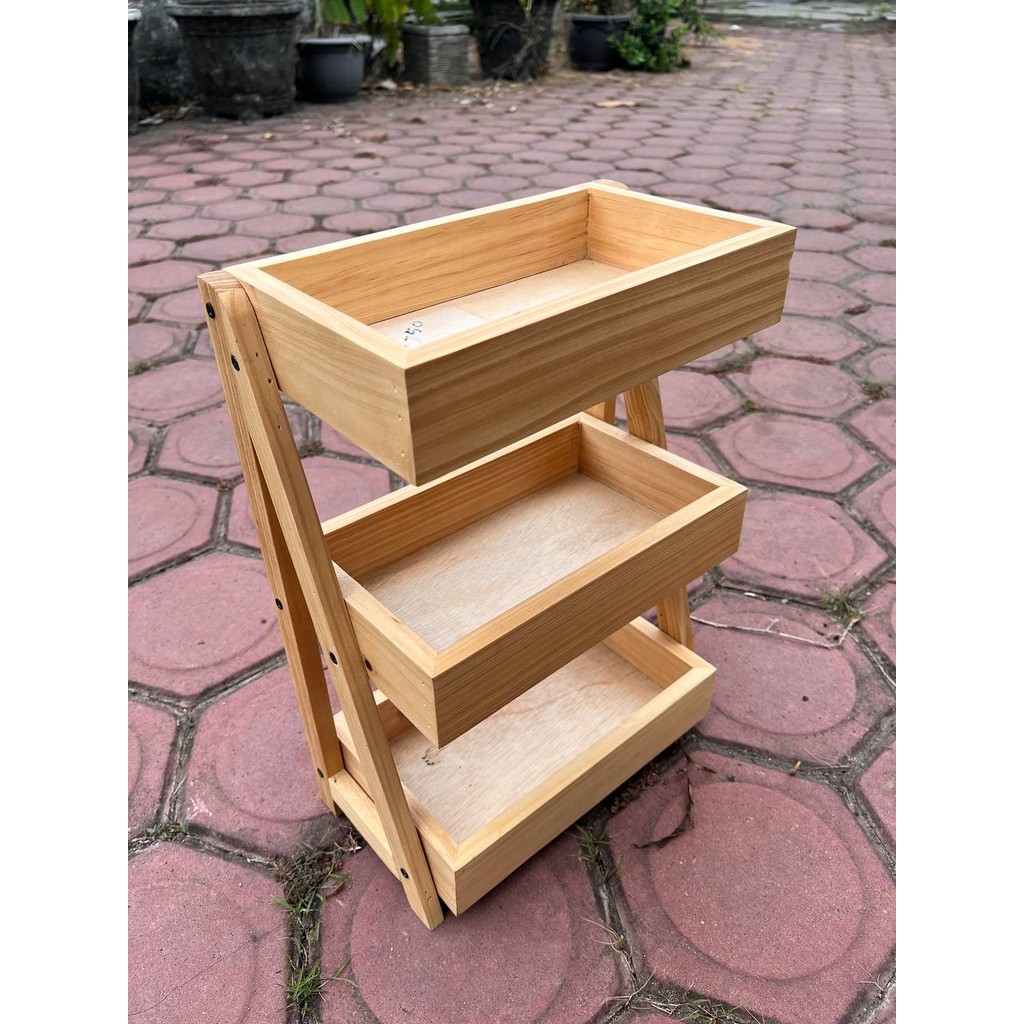 Rak Bawang Susun KAYU JATI Gratis Stiker Tempat Telur Bumbu Dapur Unik Aesthetic Kualitas Premium