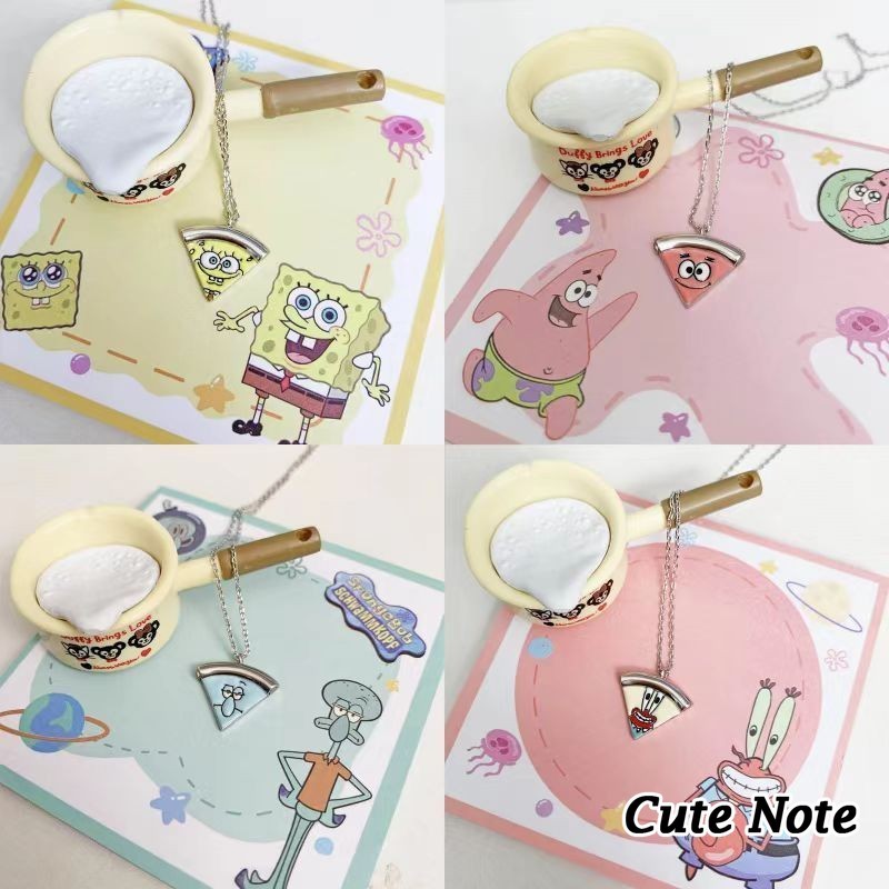 【Cute Note】 kalung  SpongeBob SquarePants SpongeBob Necklace Kalung Pria Wanita Korea Rantai Magnet 