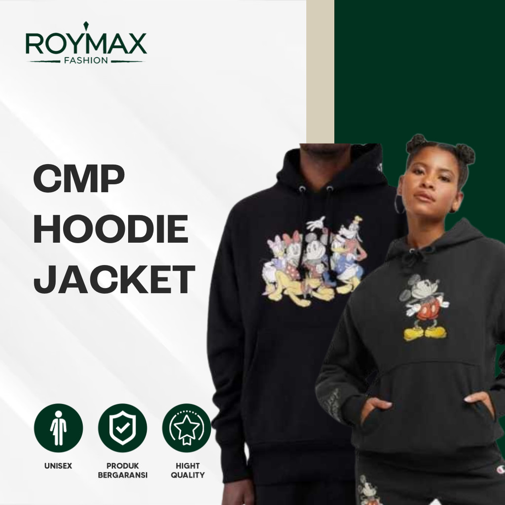 Jaket Hoodie Champ*on* Disney Unisex Pria Wanita