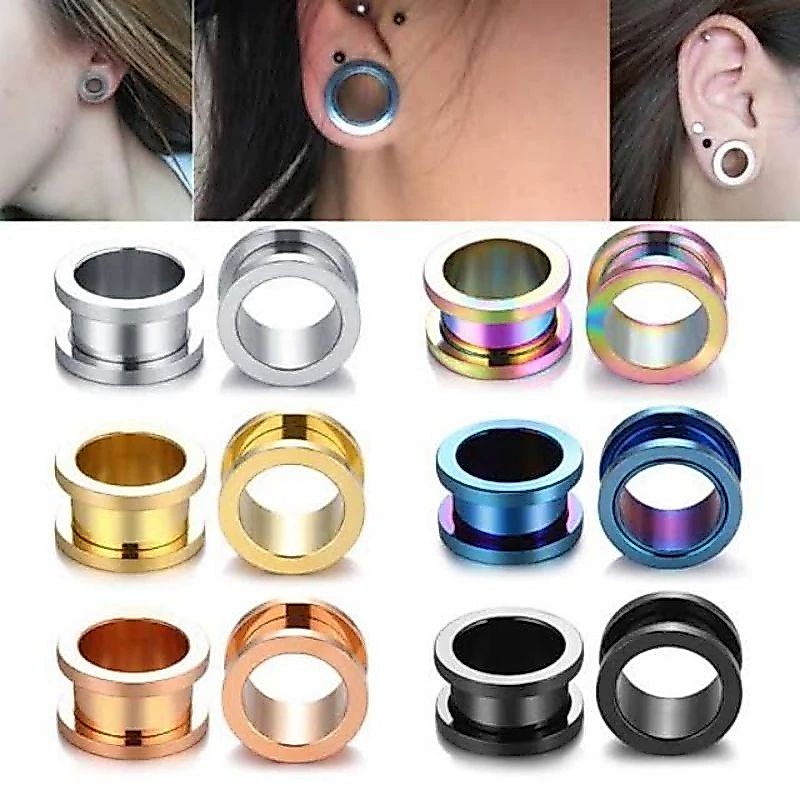 Anting Piercing Plug Telinga Stainless Steel Terowongan