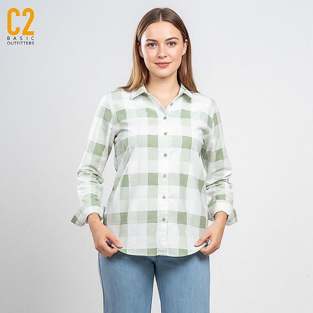 C2 Grasse Green Kemeja Casual Wanita