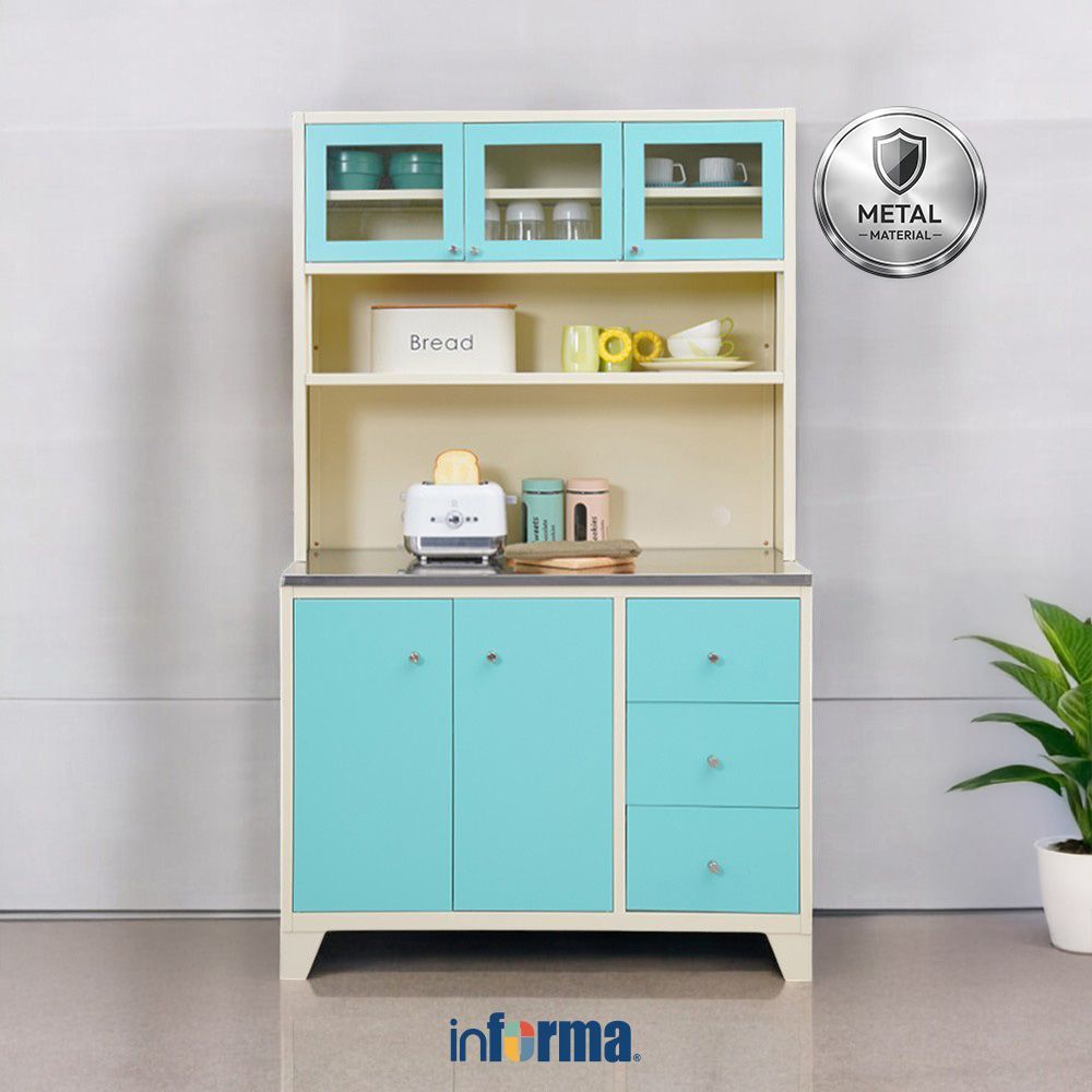 Informa Lennox Kabinet Dapur Metal - Biru Lemari Dapur Kabinet Pantry Rak Kitchen Set Storage Masak