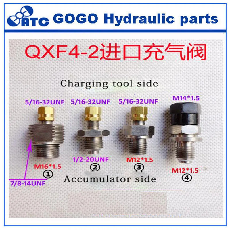 Katup pengisian akumulator QXF4-2, katup nitrogen untuk tipe NXQ 5/16-32UNF