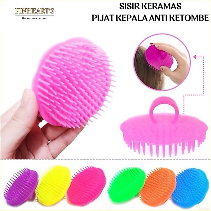 SISIR KERAMAS BULAT ANTI KETOMBE / SIKAT RAMBUT PIJAT KEPALA SHAMPO CREAMBAT POMADE / HAIR MASSAGE B