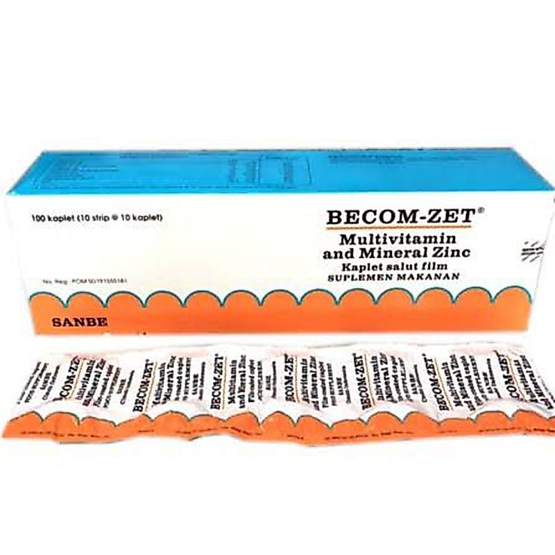BECOM-ZET 100 KAPLET/box Suplemen Multivitamin Daya Tahan Tubuh/Vitamin B Kompleks/Vitamin C/Vitamin