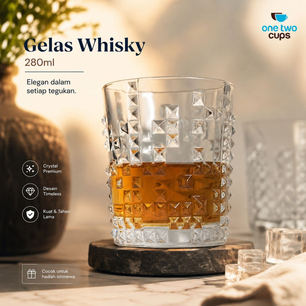 Gelas Wiski Wine Old-Fashioned Rock Glass Crystal 280ml - IW2
