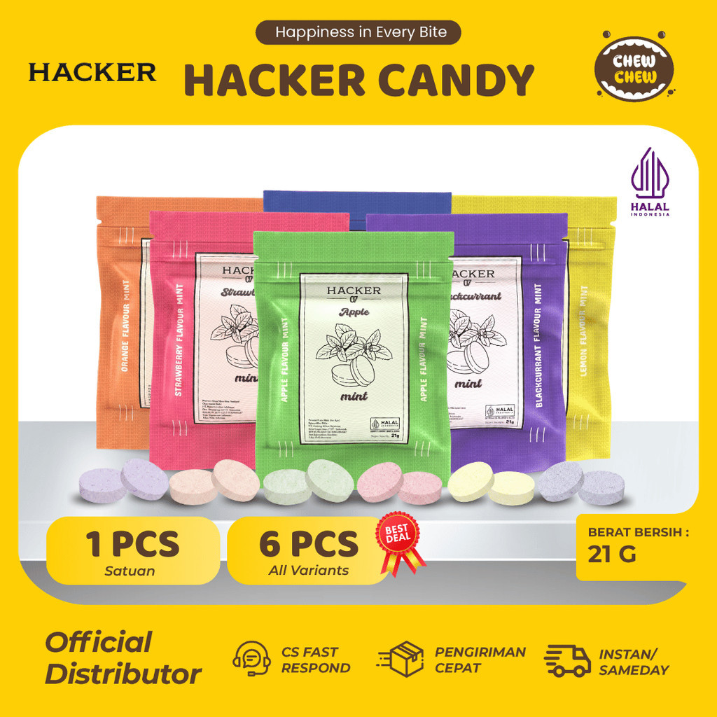 HACKER Permen Fresh Candy Bag Varian Buah Mint Segar Praktis Halal BPOM