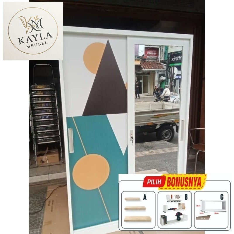 PROMO Lemari besi sliding 2 pintu Jumbo / Lemari besi importa / Lemari pakaian sliding Minimalis