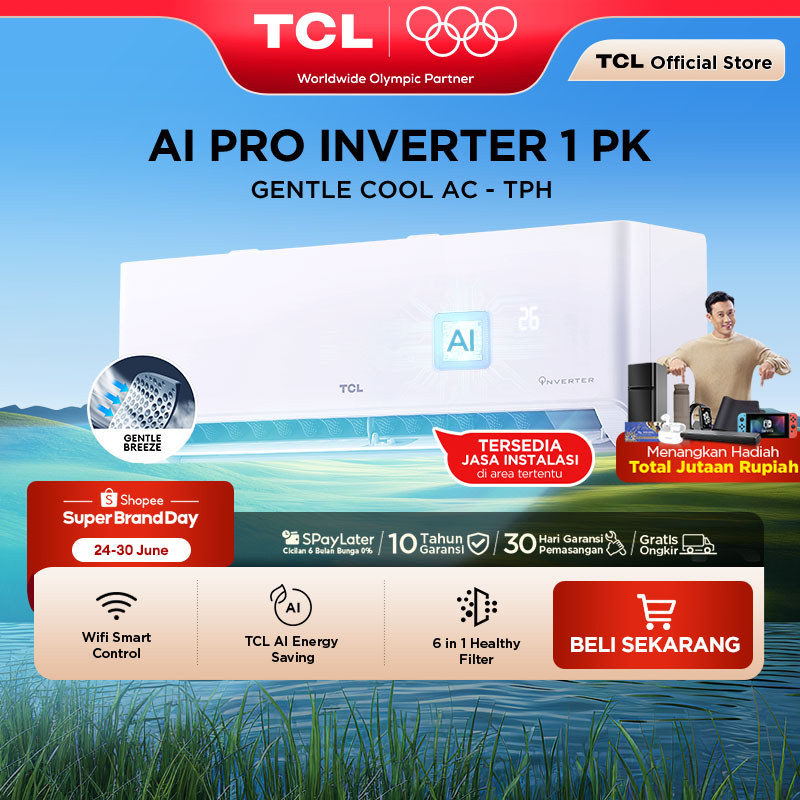 TCL AC Inverter 1 PK - Gentle Breeze - Healthy Filter - Hemat Listrik - Anti Bising - Cepat Dingin -