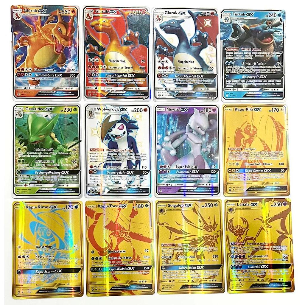 20pcs Pokemon Cards in German,English,french Vmax GX Rainbow Arceus Pikachu Charizard Holographic Pl
