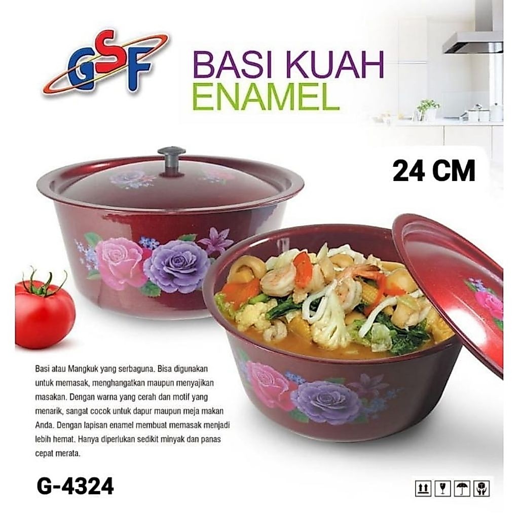 Baskom Kuah Enamel Tutup Uk.24