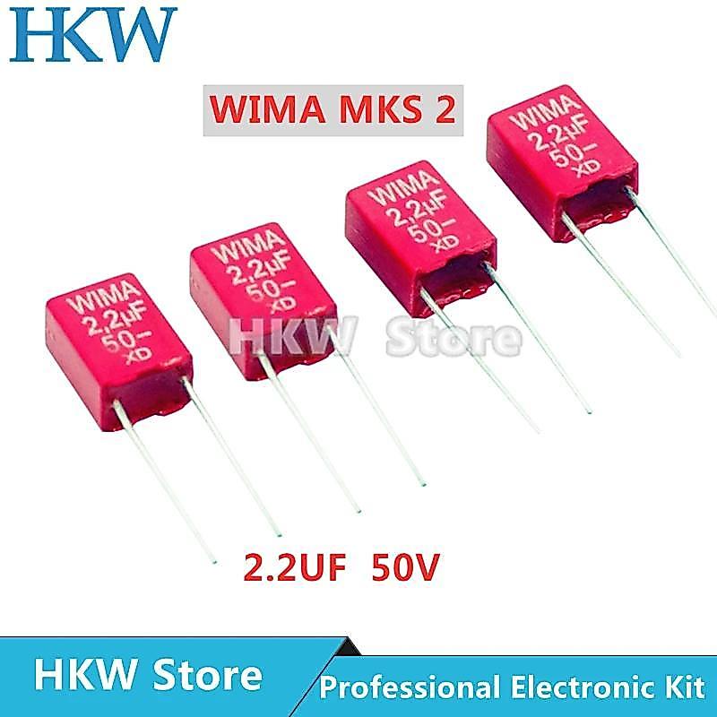 5pcs Original WIMA 2.2UF 50V RED MKS2 5MM Film Capacitor Hi-Fi Audio Capacitors 50V 225/2200NF/2.2UF