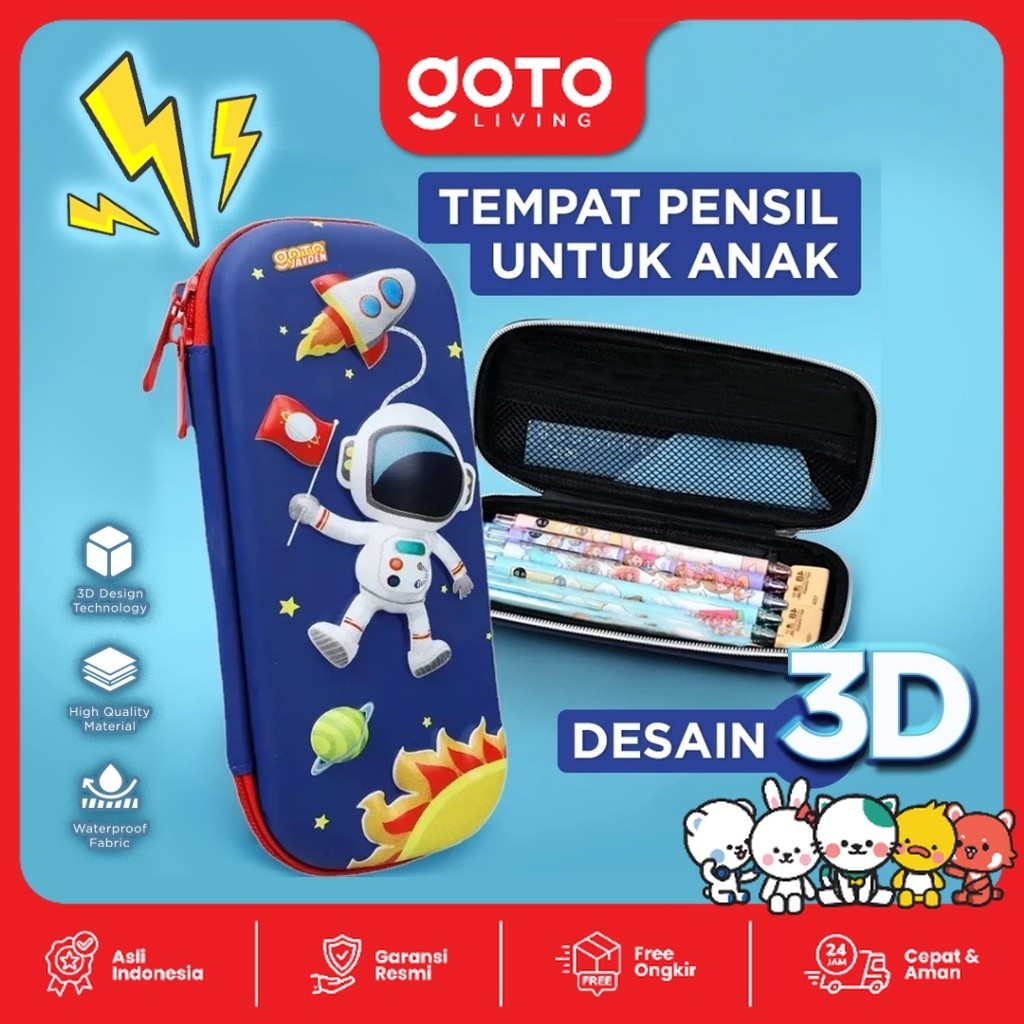 

Goto Jayden Kotak Pensil Anak Tempat Alat Tulis 3D Karakter Timbul