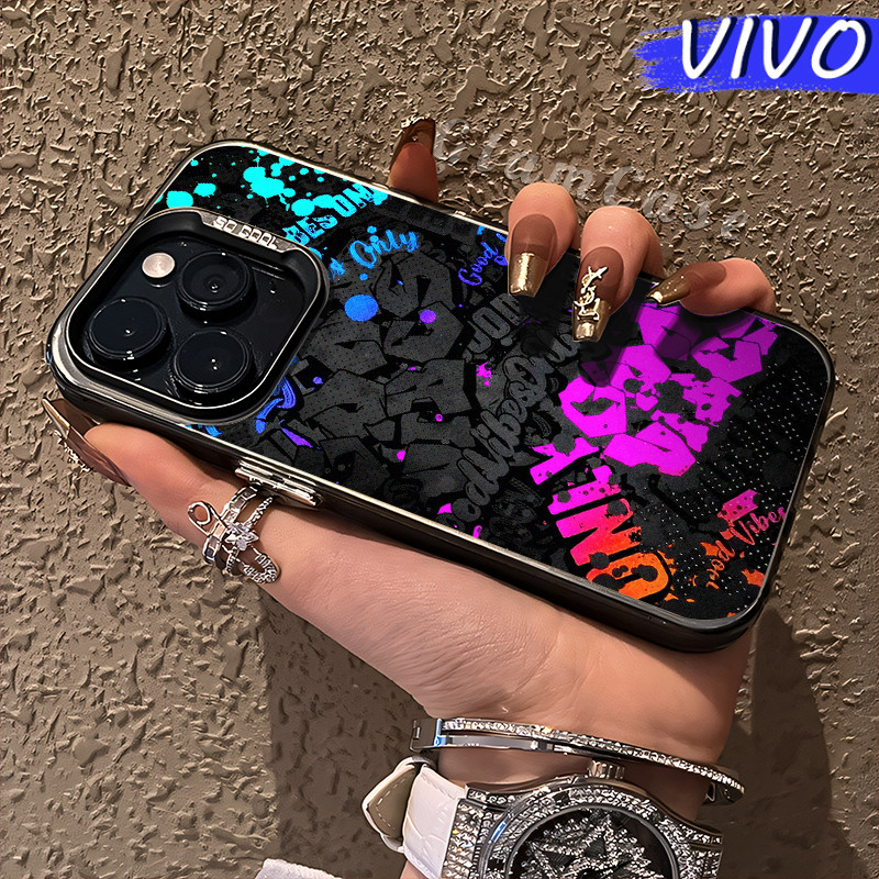 Coretan Letter Glossy Hologram PC Case VIVO Y17s Y12 Y12S Y15s Y21 Y03 Y16 Y22 Y18 Y02 Y17 Y27s Y30 