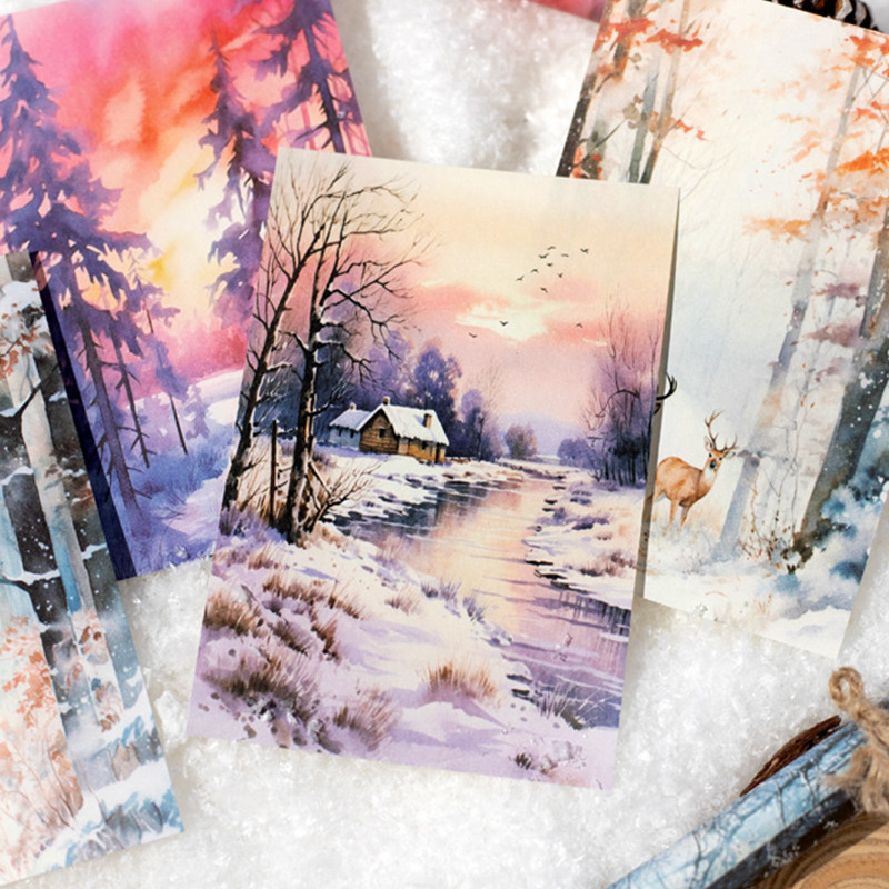 

5Style 30Pcs/bag Winter Snowy Background Decorative Cardstock Scrapbook Decorative Paper DIY Handbook Cuts Making Crafts