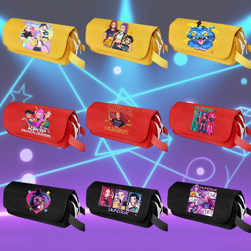

K-pop Demon Hunters Pencil Case Cartoon Anime Pencil Box Pen Holder Accessorie Students Back to School Stationery Storage Bags