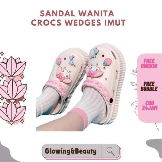 SANDAL WANITA  CROCS WEDGES IMUT MY MELODY