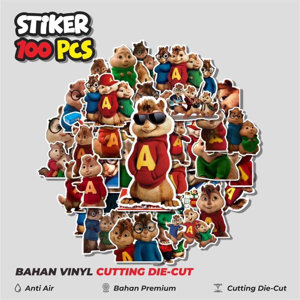 

Terbaru! 50 pcs Stiker Kartun Alvin & The Chipmunk Dekorasi Lucu Kreatif untuk Notebook, Skateboard, HP