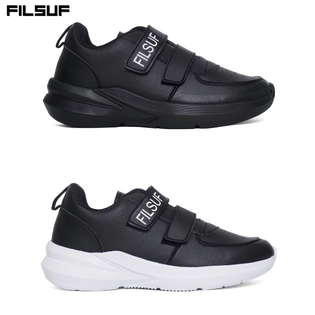 JOVSHOP FIlsuf Sepatu Sekolah Anak SD Size 31-43 Perekat Strap Velcro Sneakers Perepet Kretekan Hita