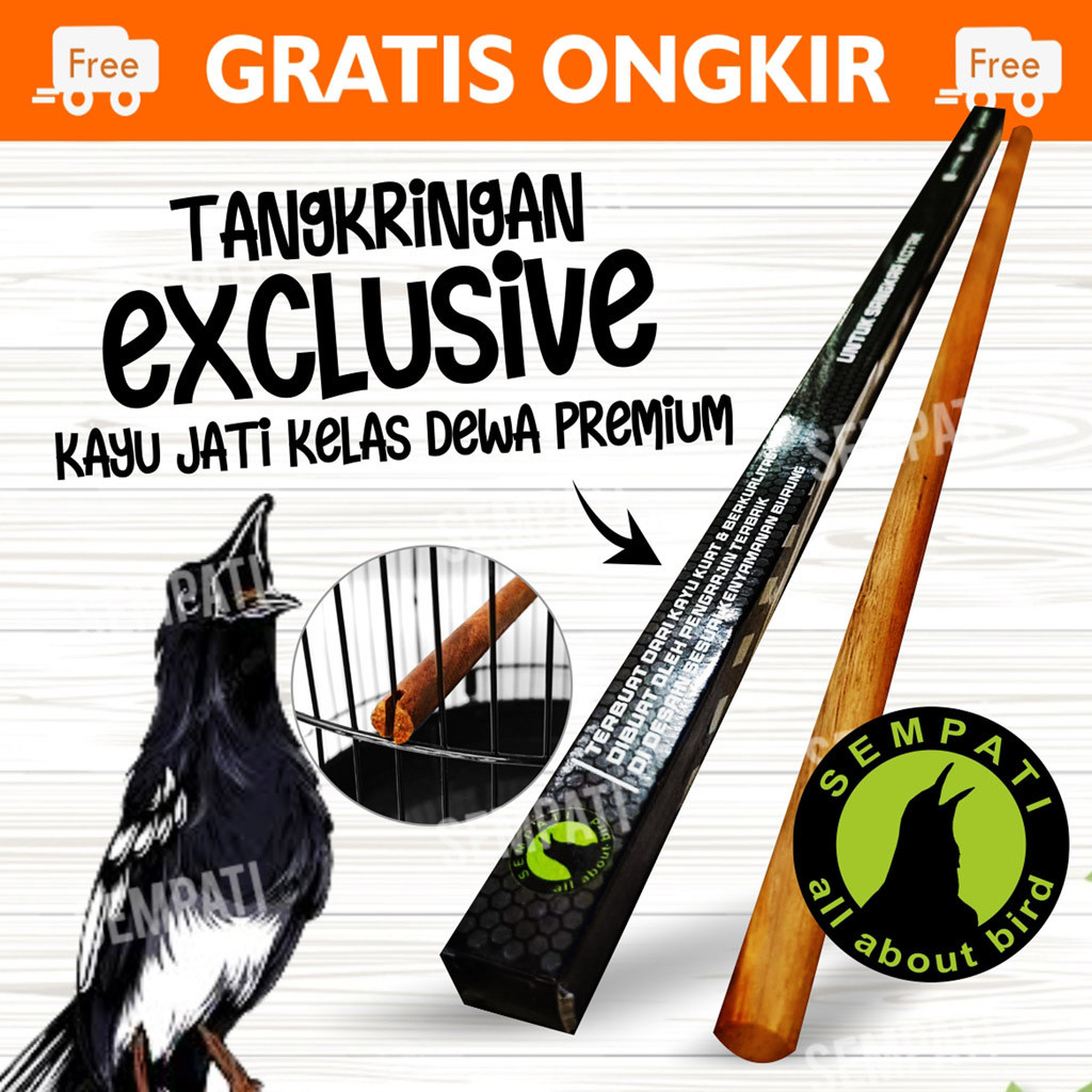 SEMPATI Tangkringan Kayu Dewa Premium Sangkar Kotak Kandang Burung Kacer Kenari Cucak Tipe Bulat