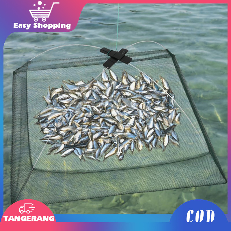 80cm Jaring Pancing Lipat Bahan Nilon 80cm Jebakan / Perangkap Udang Perangkap Ikan Bubu Payung Jala
