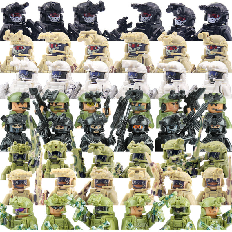 Military Special Forces Building Blocks Model City SWAT Ghost Commando Figures Army Soldier Police W