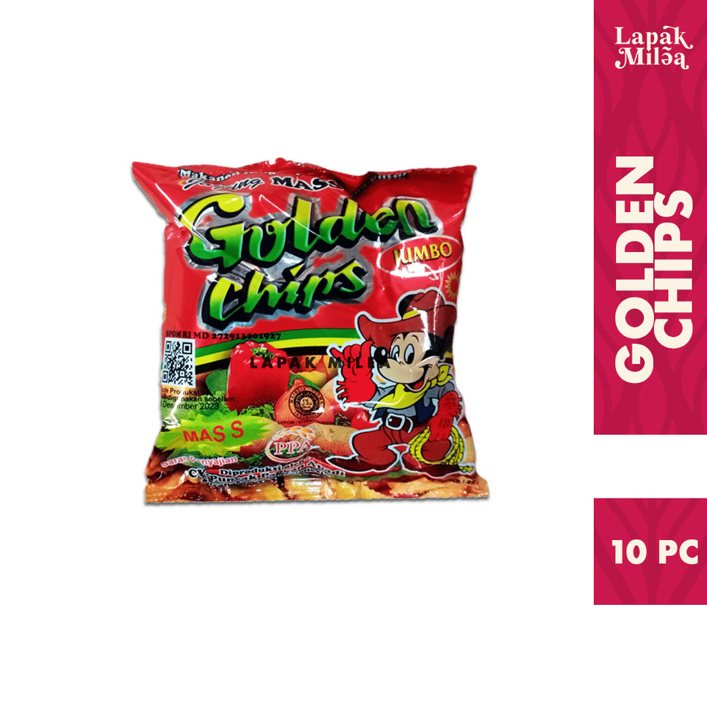 Snack Golden Chips Potato Chips Kemasan Renteng Isi 10p