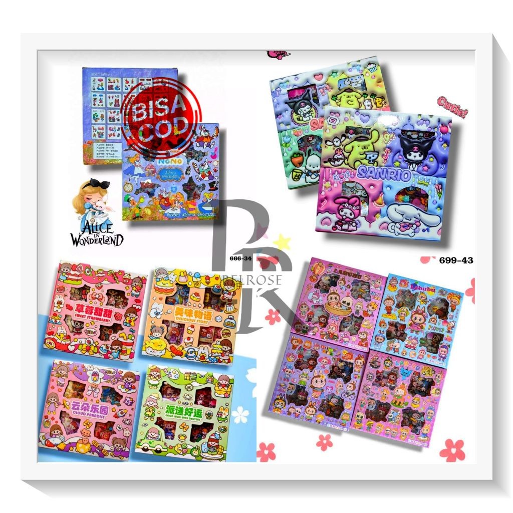 Sticker Momo isi 100 Lembar Sticker labubu Waterproof Stiker 100 Lembar 4 warna rainbow Sticker Sanr