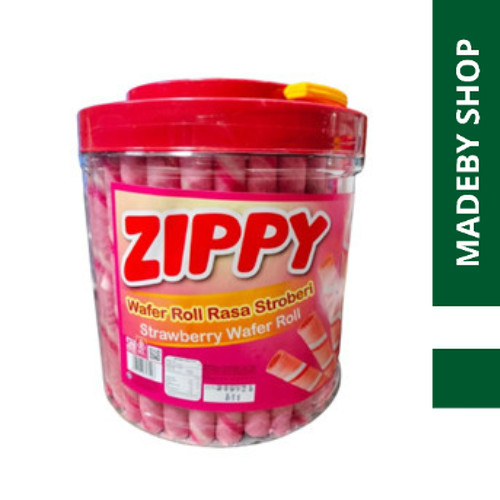 WAFER ROLL TOPLES ZIPPY STRAWBERRY SNACK LEBARAN JAJAN LEBARAN 330gr