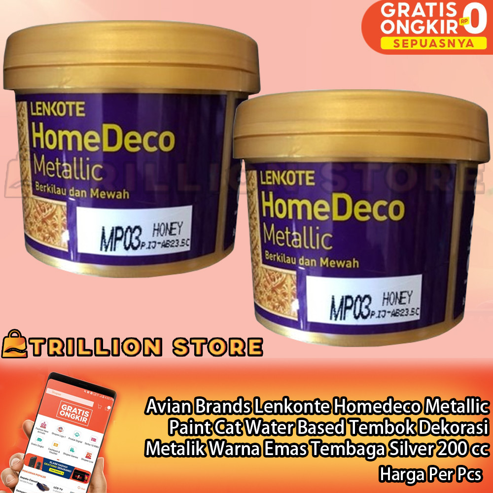 Avian Brands Cat Lenkonte Homedeco Metallic Paint 0,2 Liter 200 Cc Water Based Tembok Dekorasi Metal