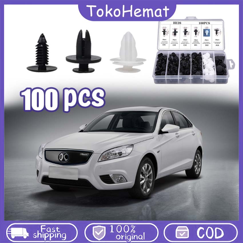 100PCS Klip Trim Mobil Clip Bumper Mobil Baut Klip Rivet Mobil Klip Baut Bumper Fender Pintu Mobil