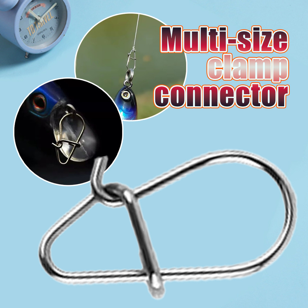 100PCS Peniti Pancing Konektor Hooked Snap Baja Tahan Karat Kotak Kancing Putar Putar Pancing untuk 